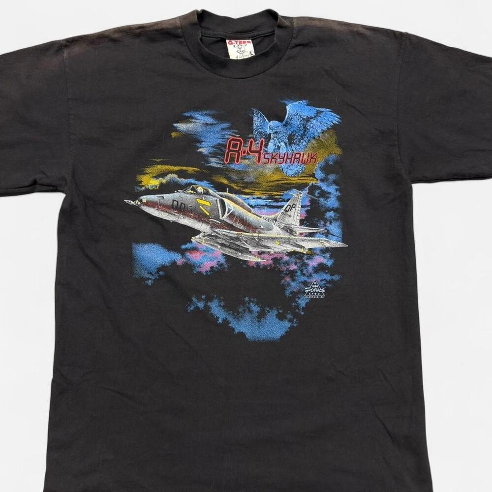 Vintage 1996 A-4 Skyhawk Fighter Jet T-Shirt Large Black USA